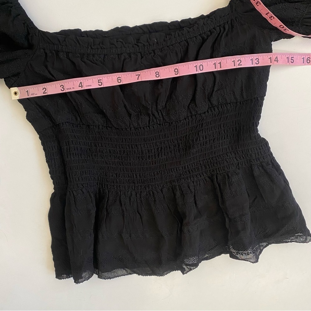 Aritzia || Wilfred Fable Blouse Smocked Peasant Long Sleeve Black Small - Picture 5 of 7